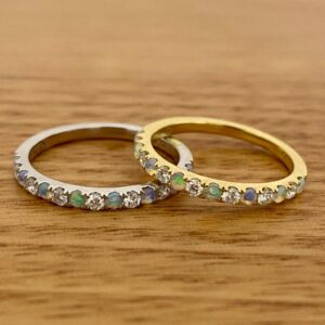Opal And Diamond Ring Set In 18k Gold