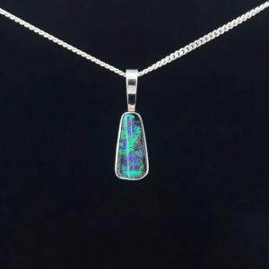 18K White Gold Solid Boulder Opal Pendant 11918