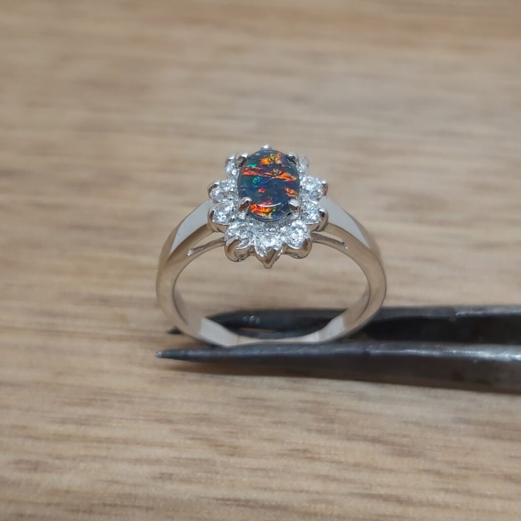 Sterling Silver Gem Quality Triplet Opal Ring