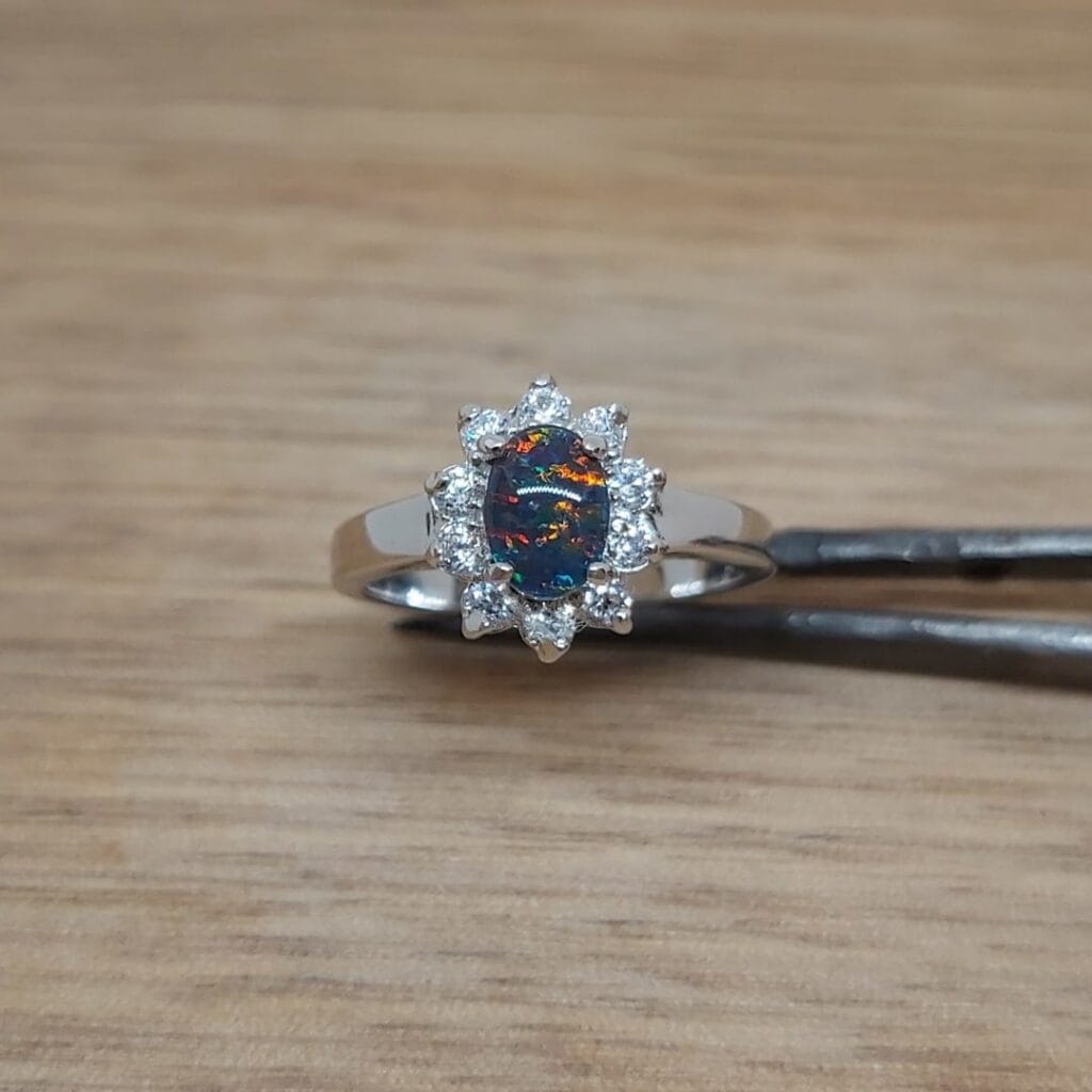 Sterling Silver Gem Quality Triplet Opal Ring