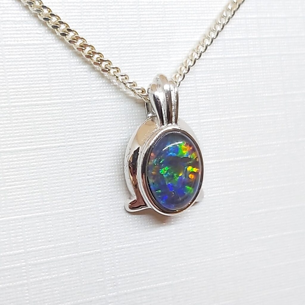 Sterling Silver Gem Quality Triplet Opal Pendant
