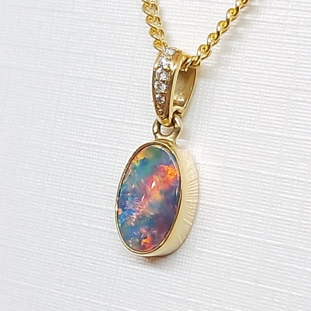 18k Yellow Gold Solid Black Opal Pendant