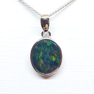 Sterling Silver Gem Quality Doublet Opal Pendant