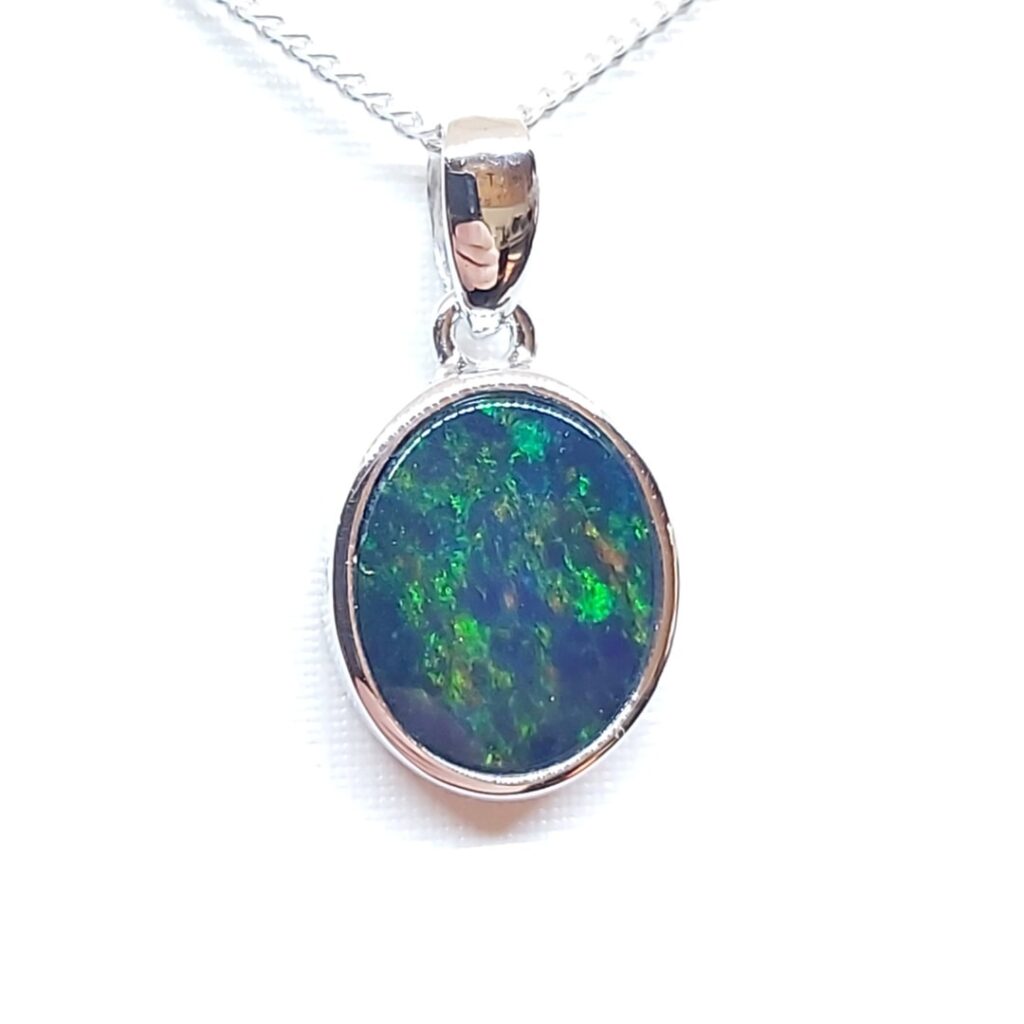 Sterling Silver Gem Quality Doublet Opal Pendant