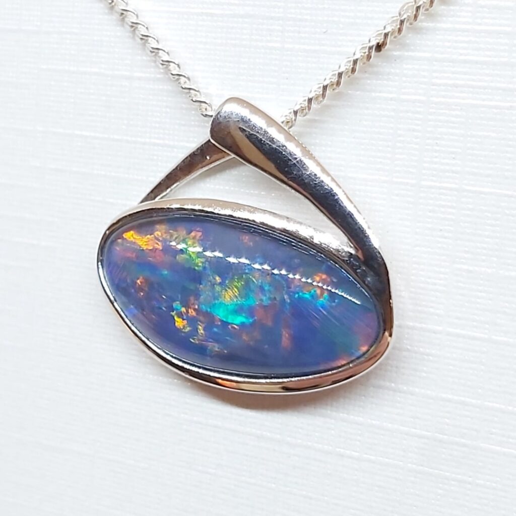 Sterling Silver Gem Quality Triplet Opal Pendant