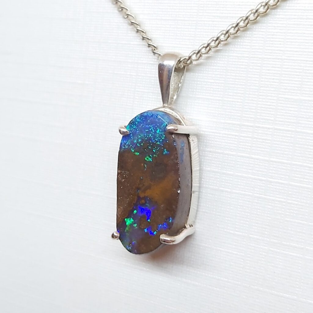 Sterling Silver Solid Boulder Opal Pendant
