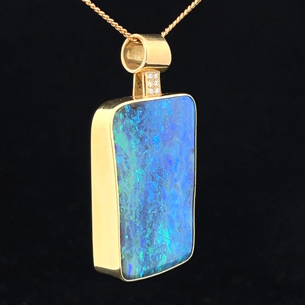 18K Yellow Gold Solid Boulder Opal Pendant 4948