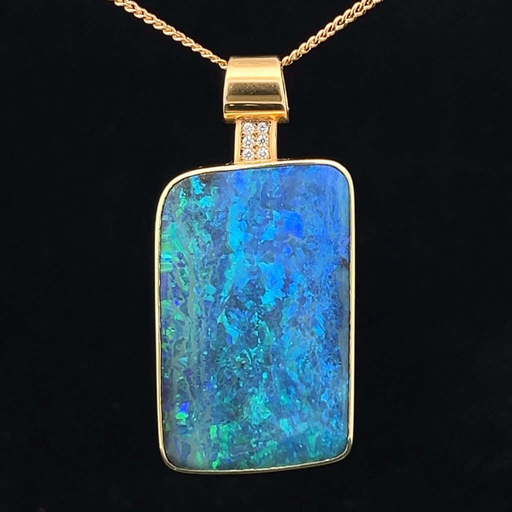 18K Yellow Gold Solid Boulder Opal Pendant 4948