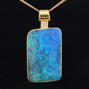 18K Yellow Gold Solid Boulder Opal Pendant 4948