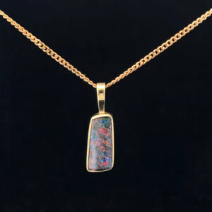 18K Yellow Gold Solid Boulder Opal Pendant 4985