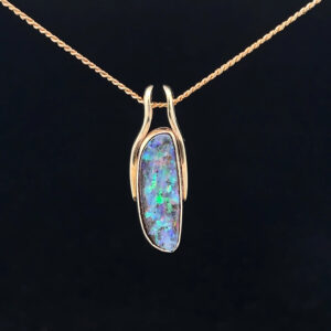 18K Yellow Gold Solid Boulder Opal Pendant 4996