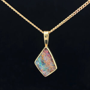 18K Yellow Gold Solid Boulder Opal Pendant 4999