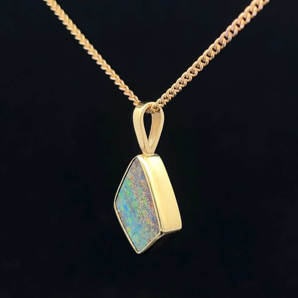 18K Yellow Gold Solid Boulder Opal Pendant 4999