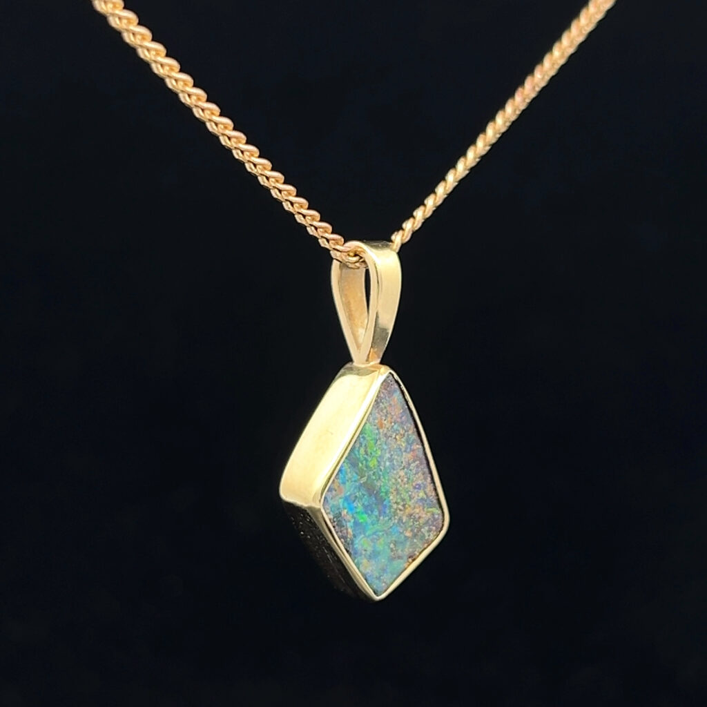 18K Yellow Gold Solid Boulder Opal Pendant 4999