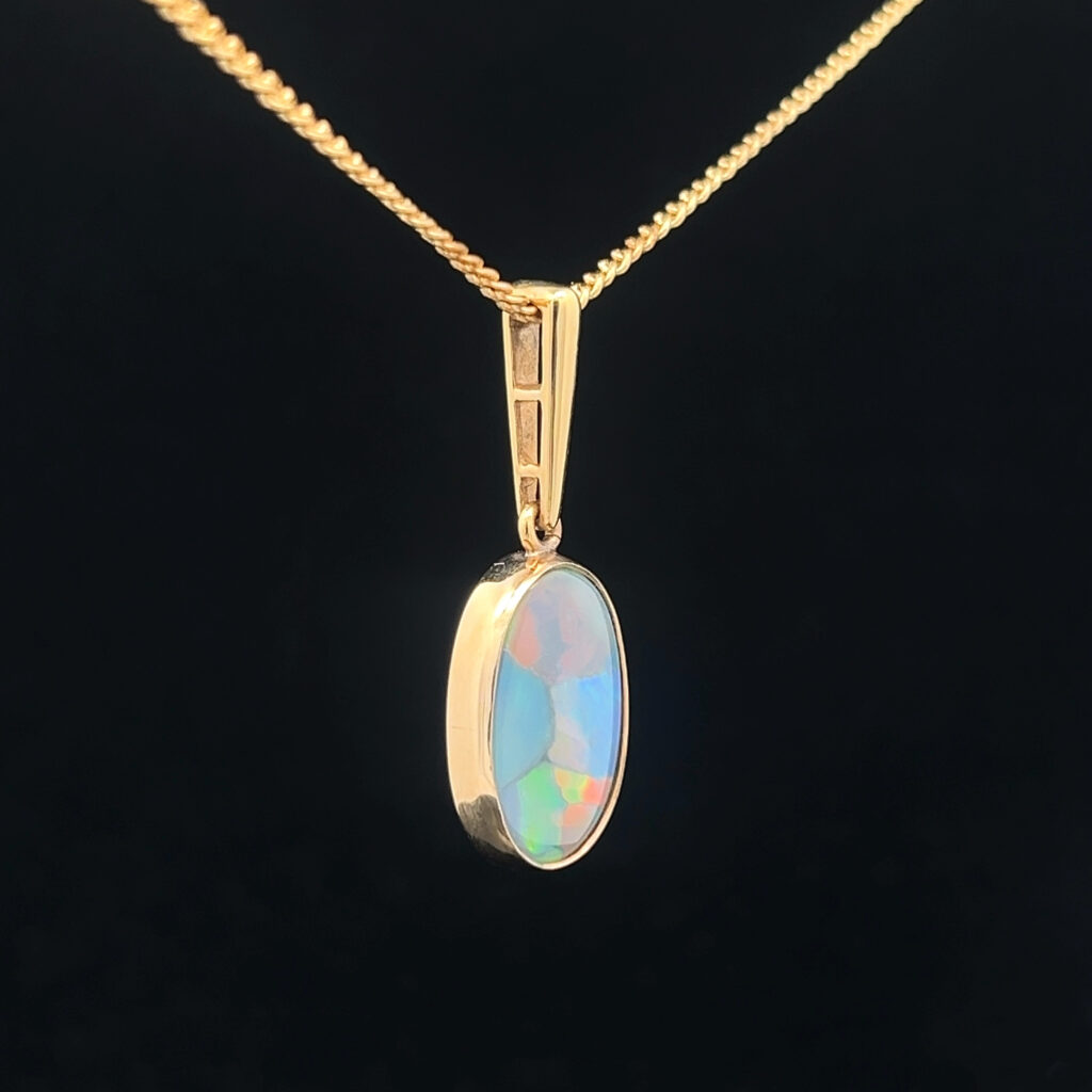 18K Yellow Gold Solid Black Opal Pendant 5132