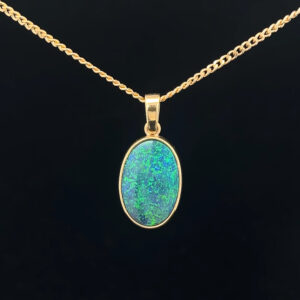 18K Yellow Gold Solid Black Opal Pendant 5248