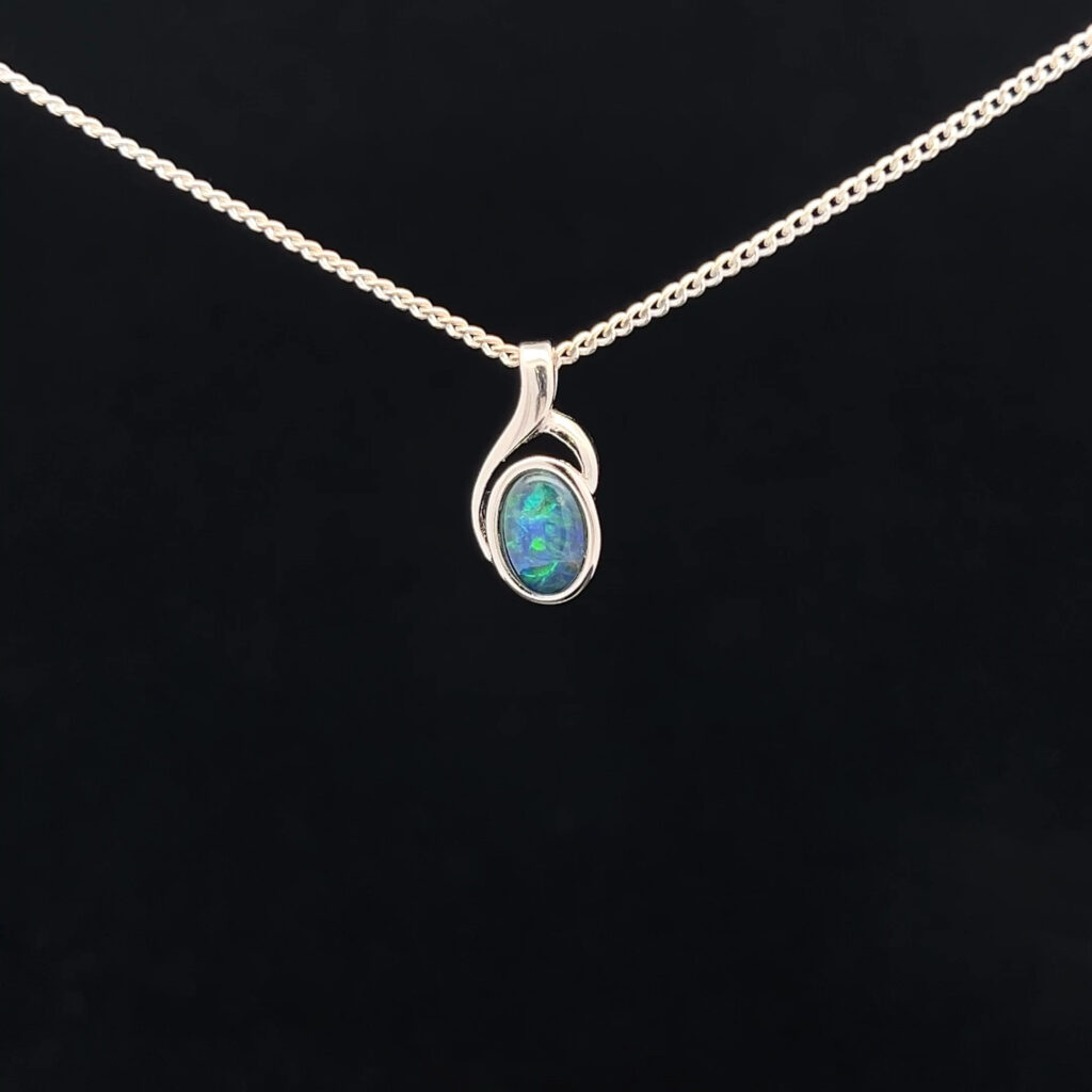 Sterling Silver Gem Quality Triplet Opal Pendant 5498