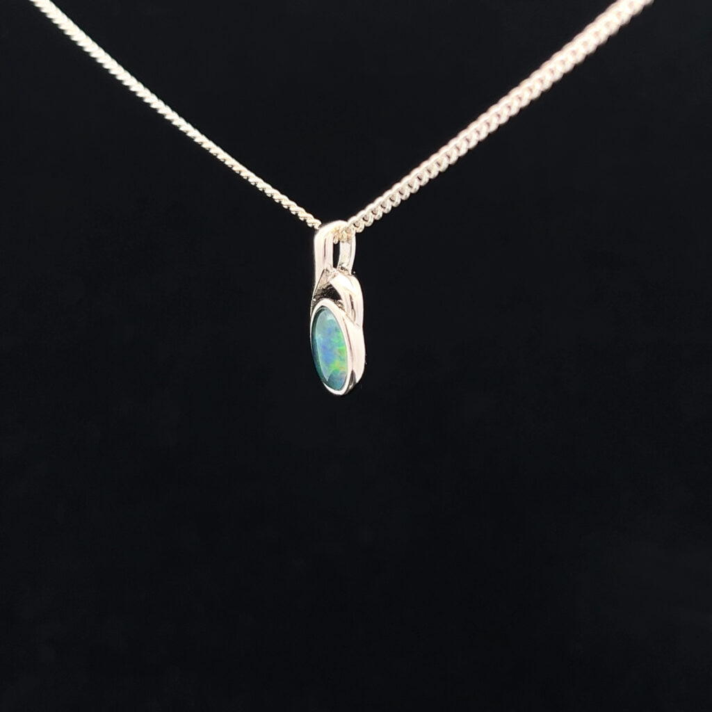 Sterling Silver Gem Quality Triplet Opal Pendant 5498