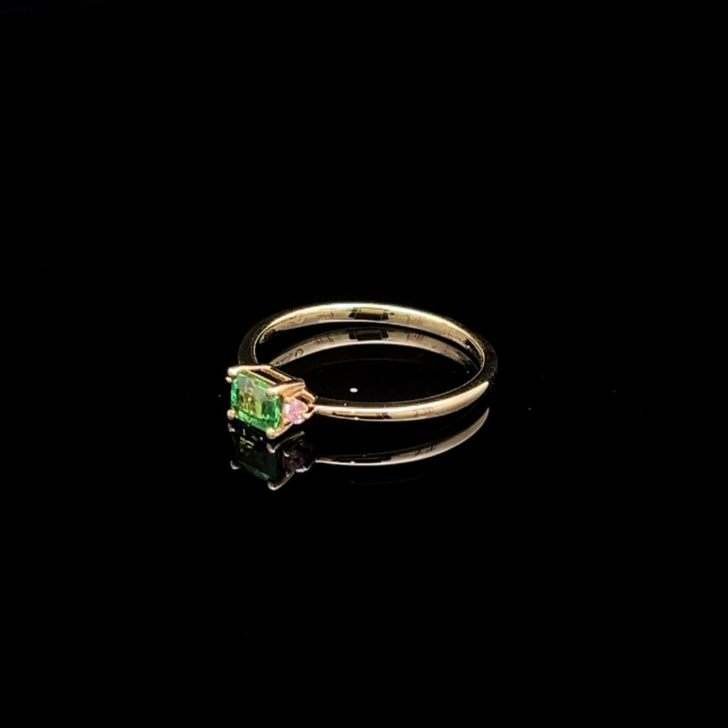 Tourmaline and Pink Sapphire Ring Set in 9K Yellow Gold 5991