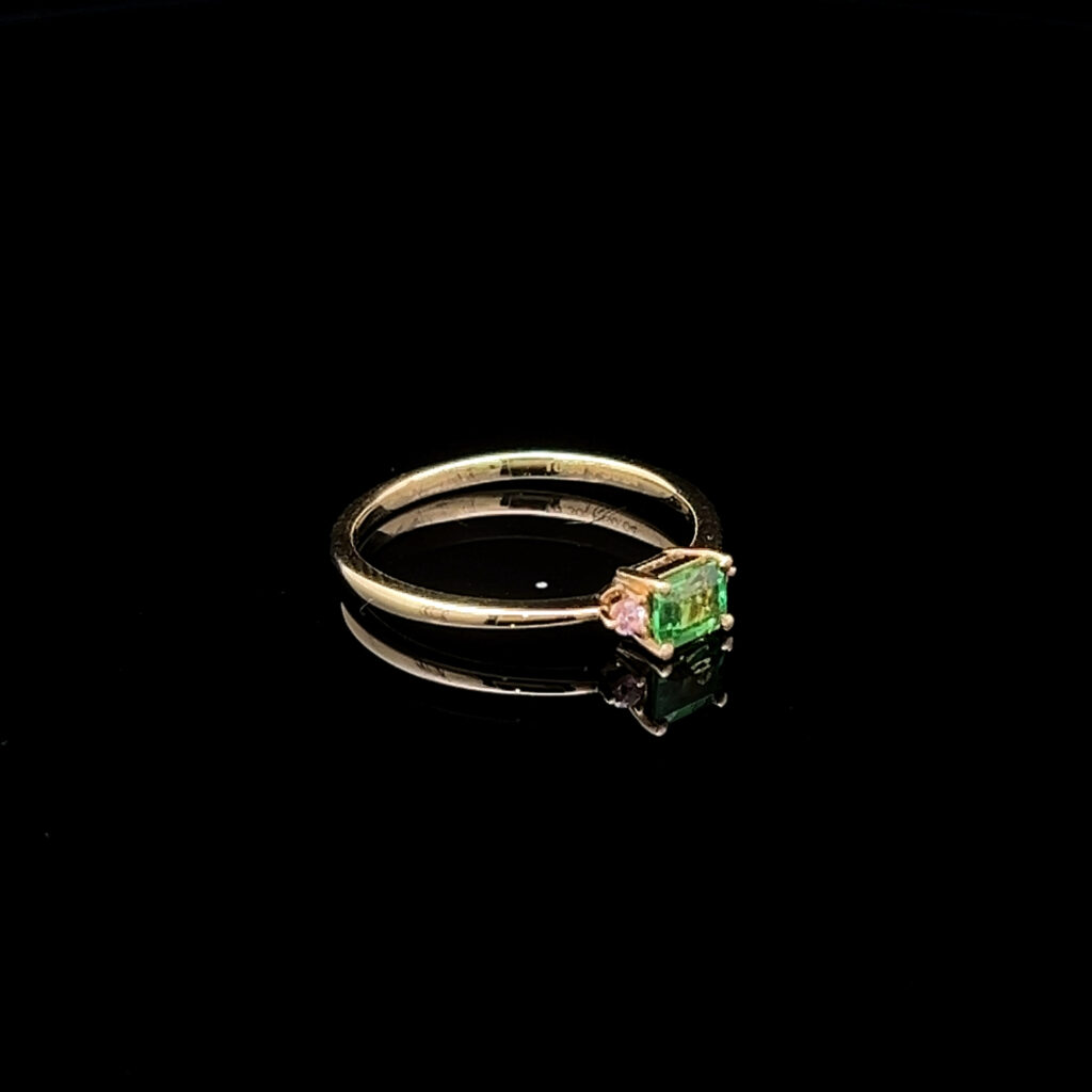 Tourmaline and Pink Sapphire Ring Set in 9K Yellow Gold 5991