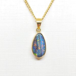 18k Yellow Gold Solid Boulder Opal Pendant