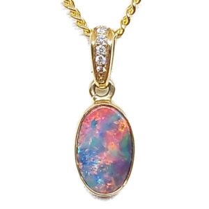 18k Yellow Gold Solid Black Opal Pendant