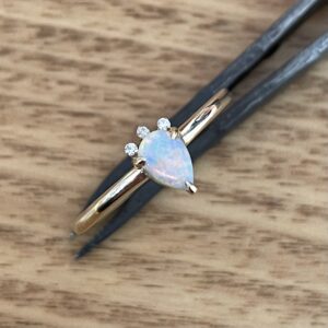 Unique Opal and Diamond Ring Set in 9K Gold
