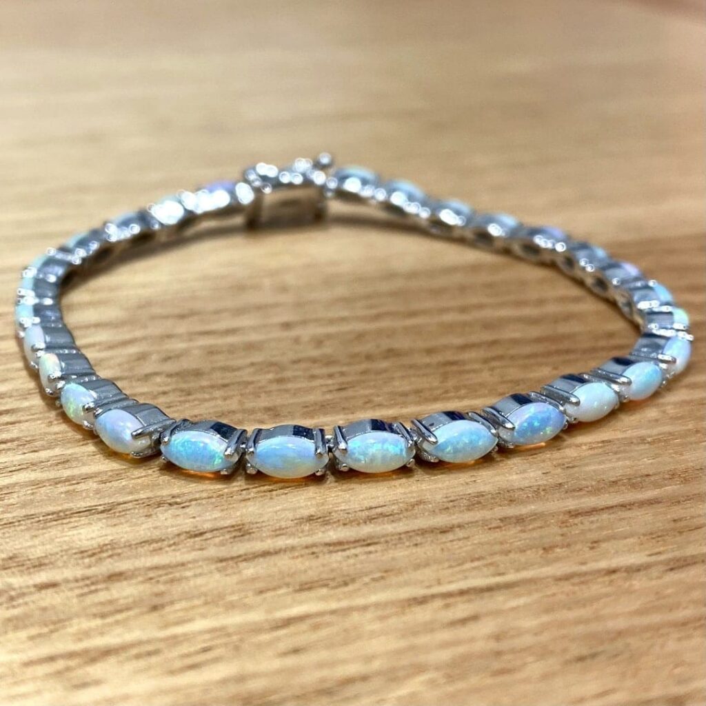 Crystal Opal Tennis Bracelet Set In Sterling Silver