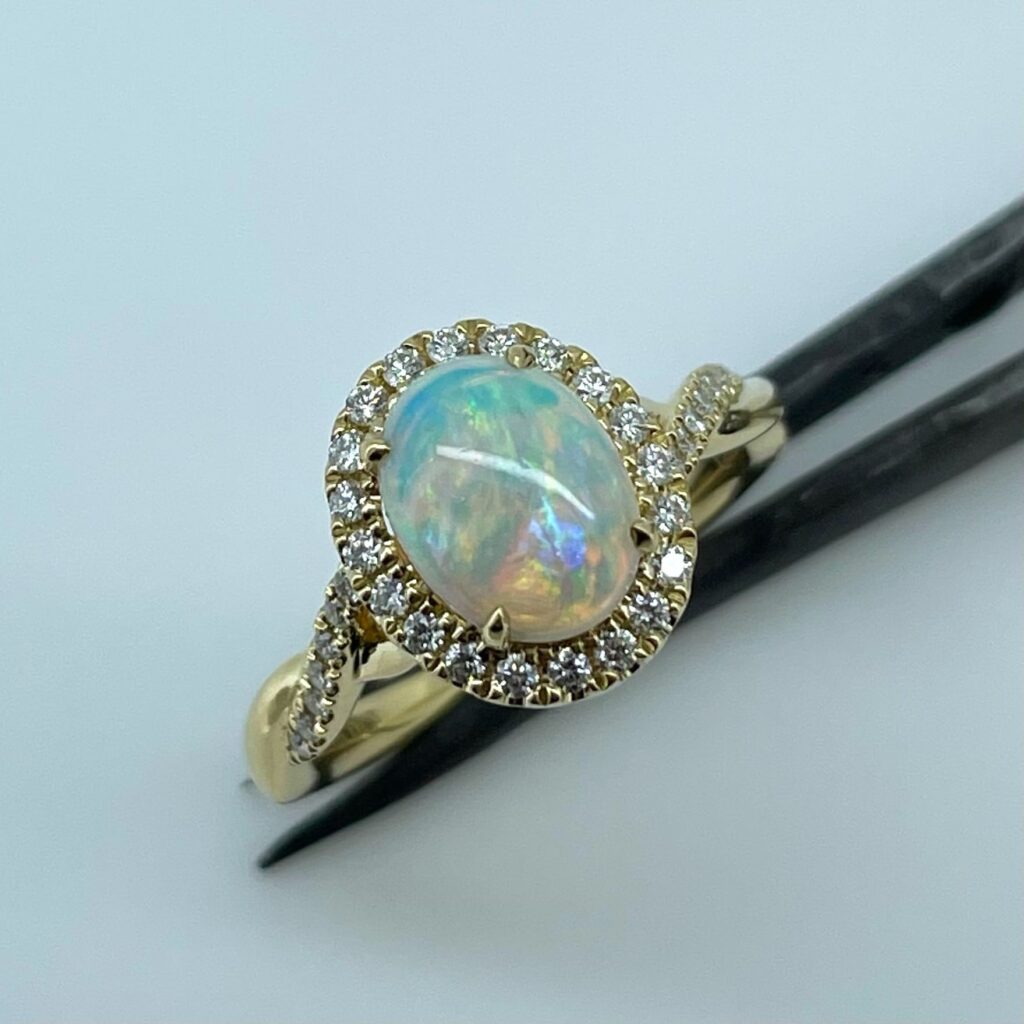 Custom Made Crystal Opal Engagement Ring