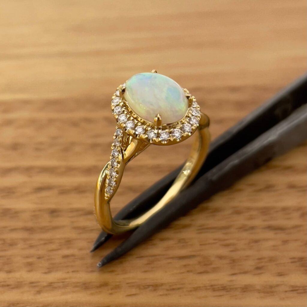 Custom Made Crystal Opal Engagement Ring