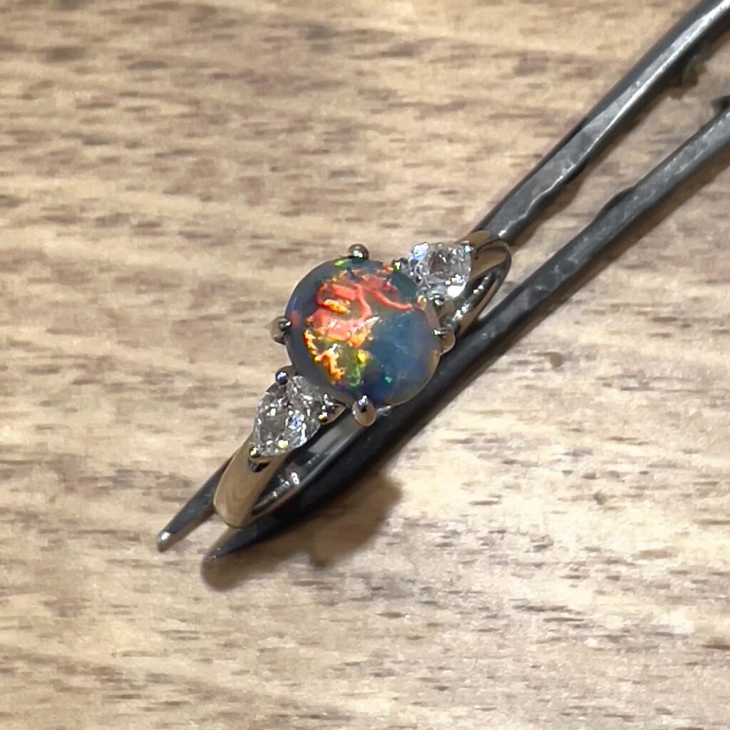 Solid Black Opal Ring