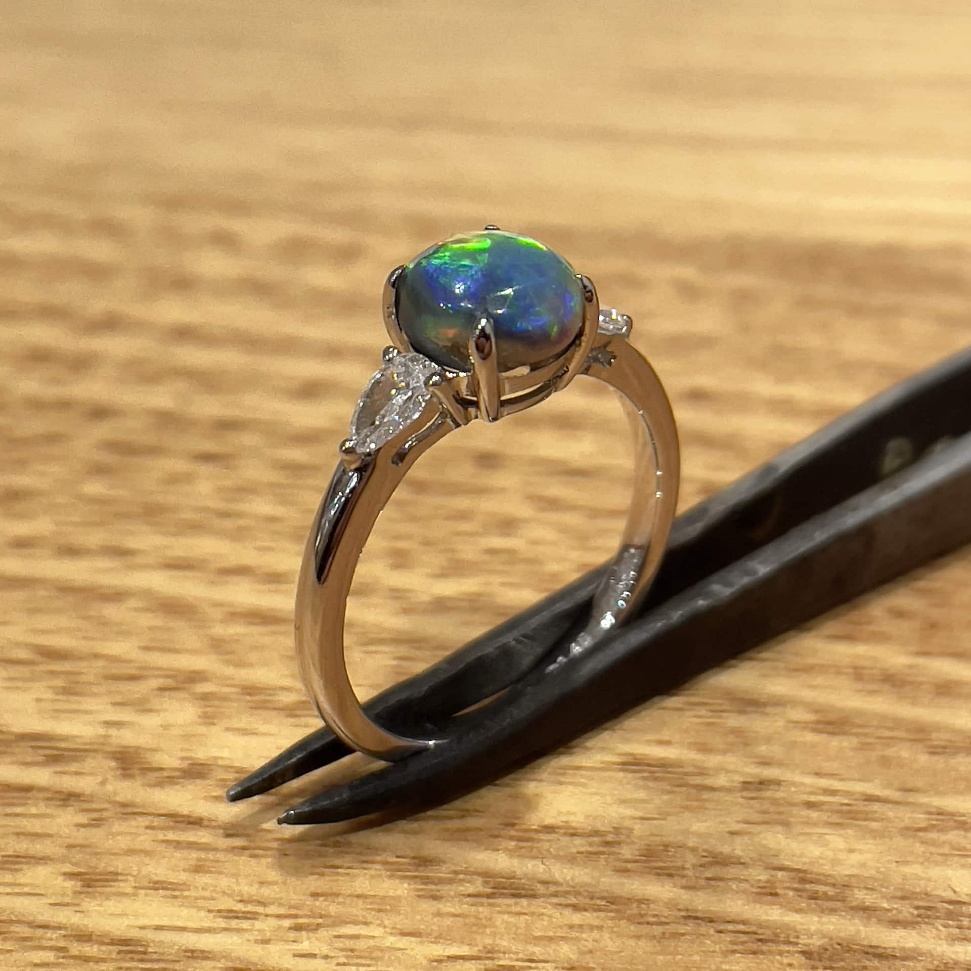 Solid Black Opal Ring Australian Opals Shop Opal And Diamond 