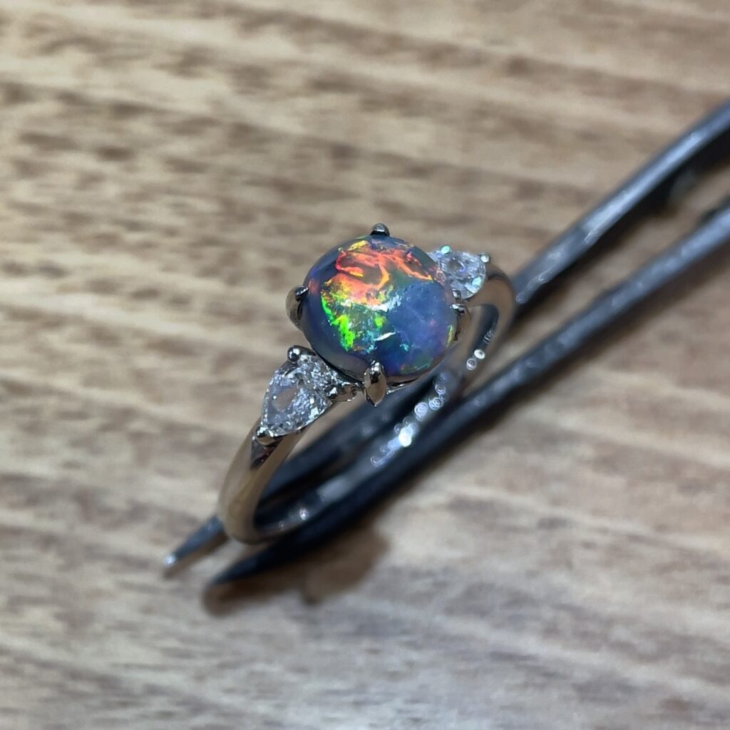 Solid Black Opal Ring