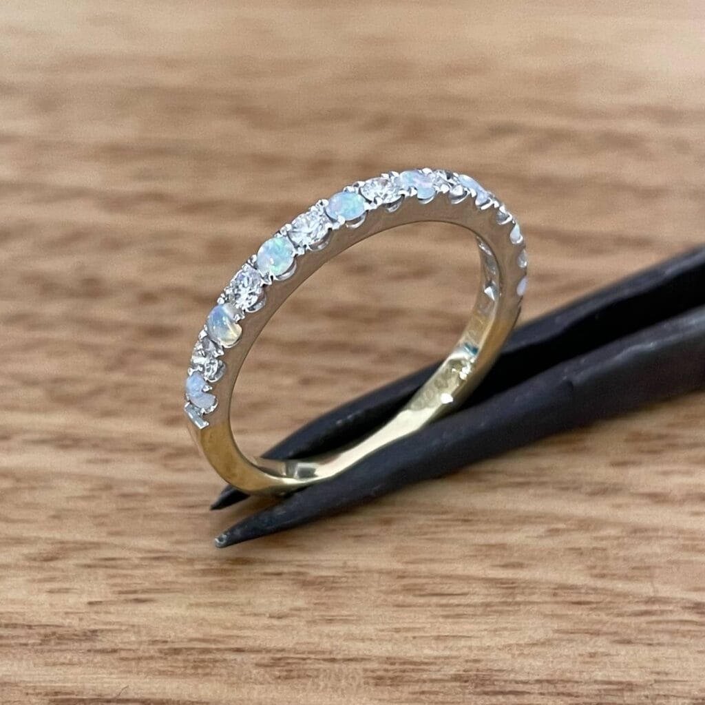 Two-Tone Gold Opal Diamond Ring 675430