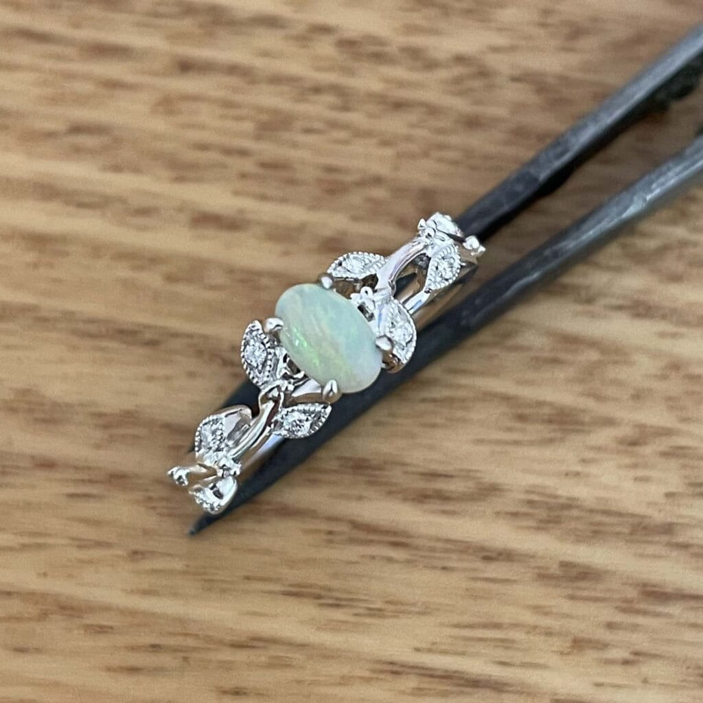 White Gold Opal & Diamond Ring 675506