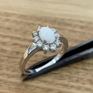 Sterling Silver Solid Opal Cluster Ring