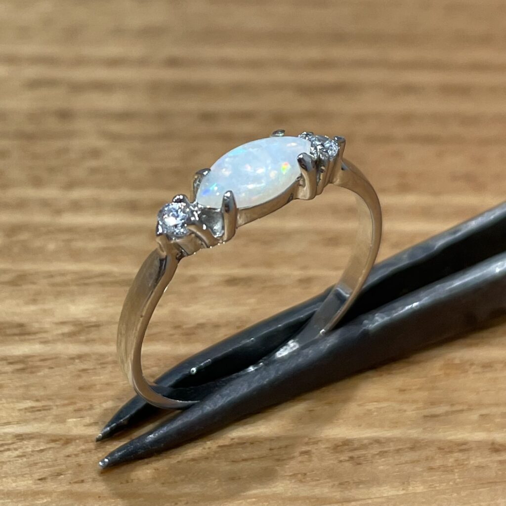 Sterling Silver Solid Opal Ring