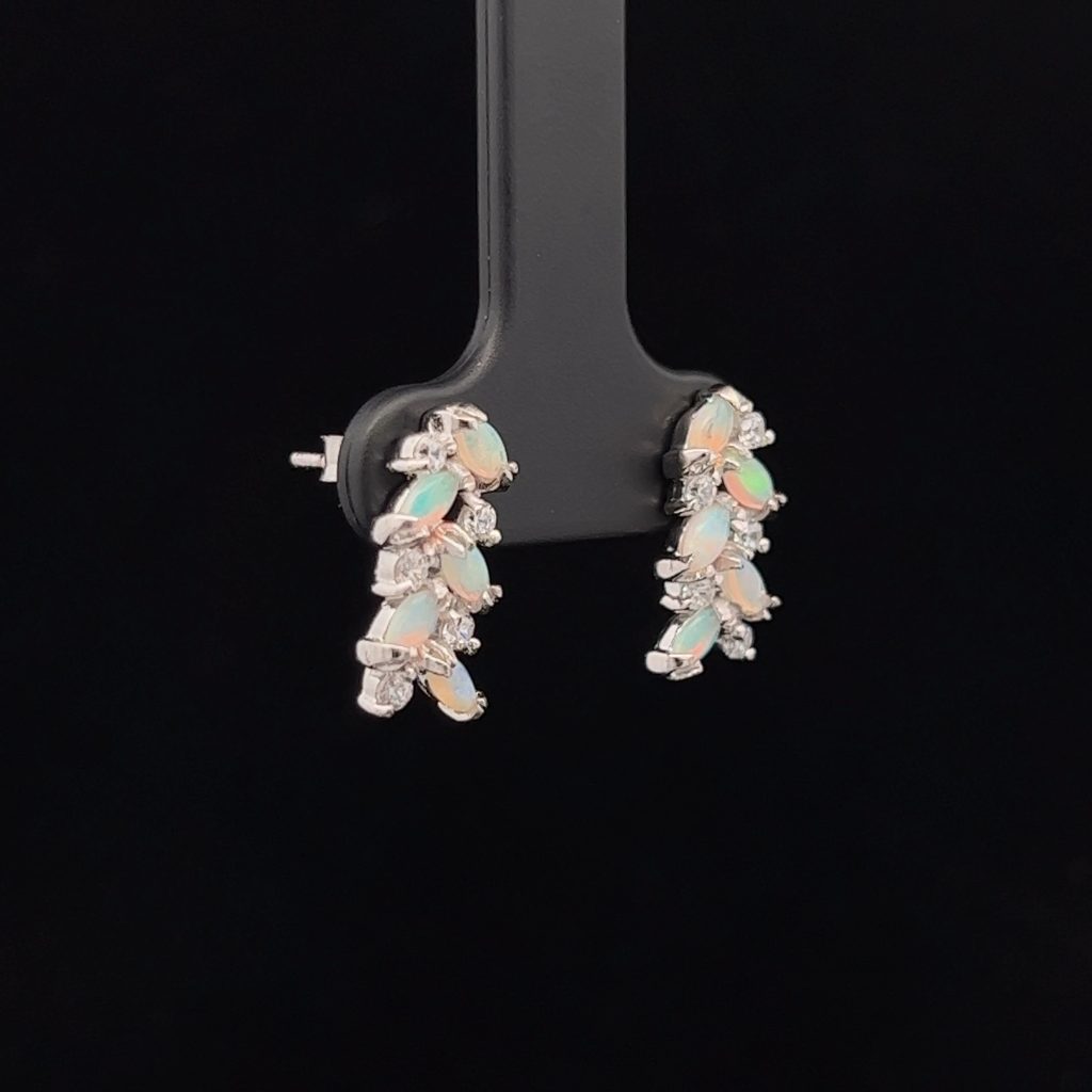 Sterling Silver Solid Opal Earrings 27E