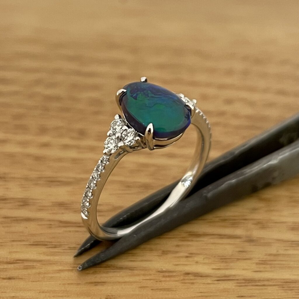 Platinum Black Opal & Diamond Ring 675756