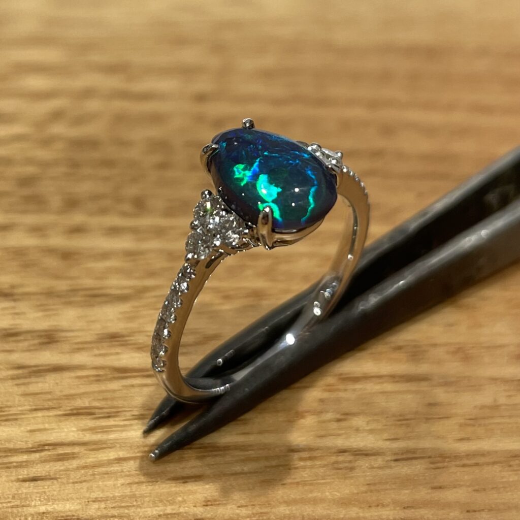 Platinum Black Opal & Diamond Ring 675756