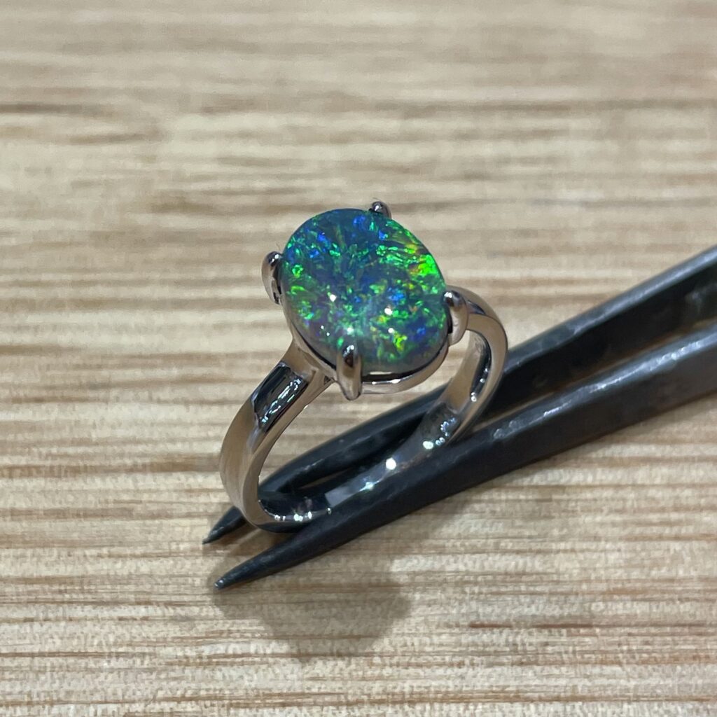 Platinum Black Opal Ring 675652