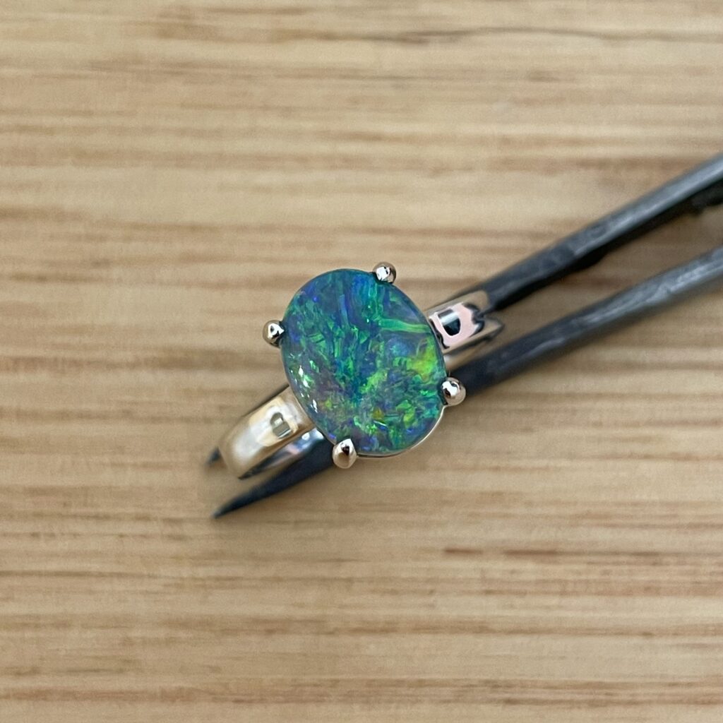 Platinum Black Opal Ring 675652