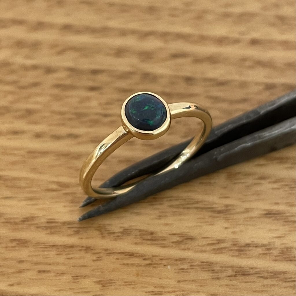 9K Solid Black Opal Ring