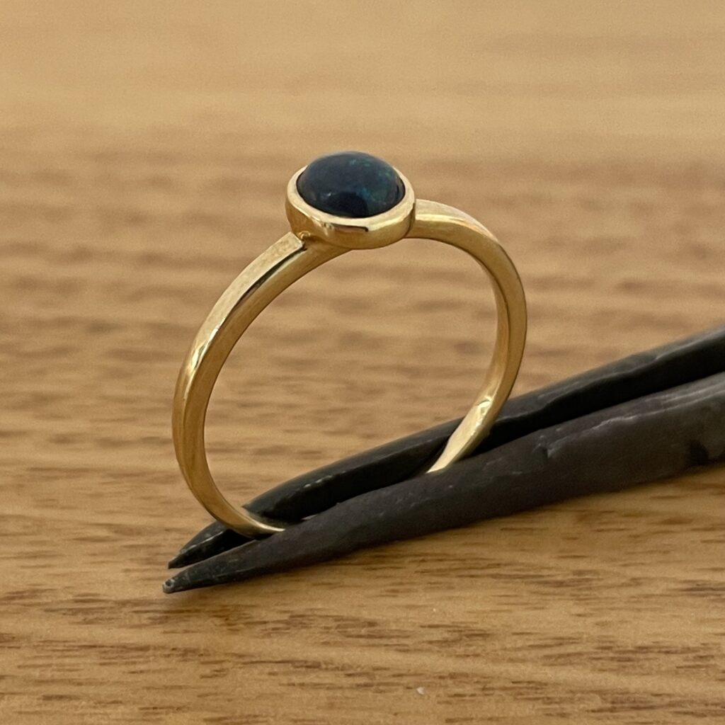 9K Solid Black Opal Ring