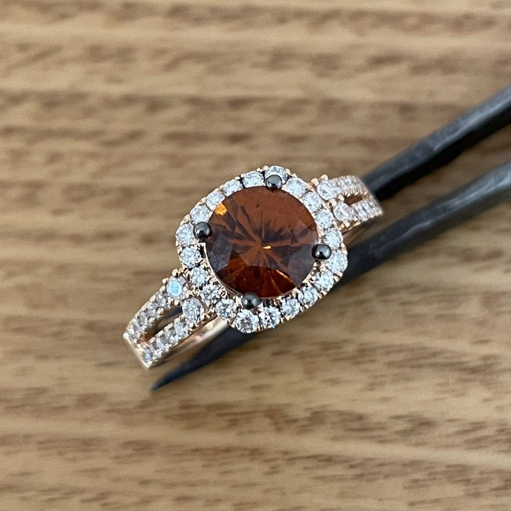 18K Rose Gold Hessonite Garnet Ring