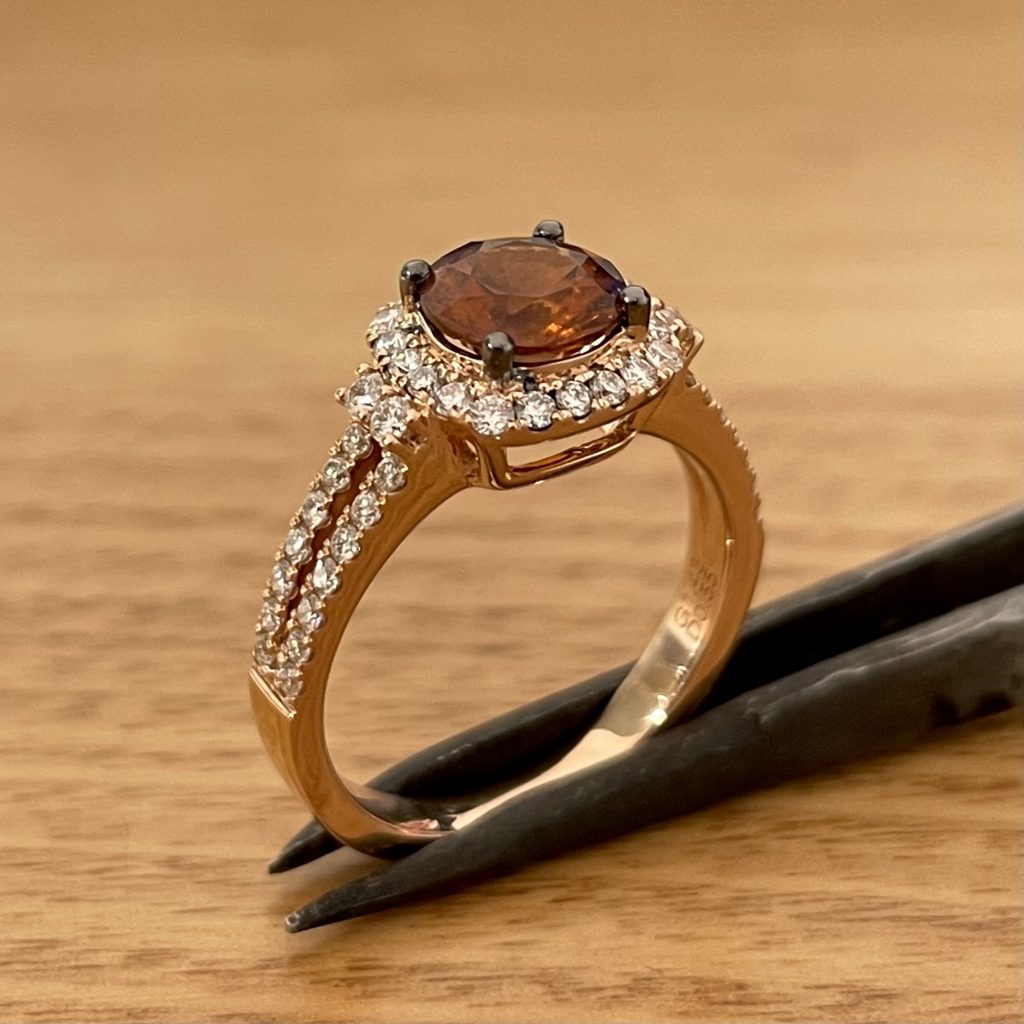 18K Rose Gold Hessonite Garnet Ring