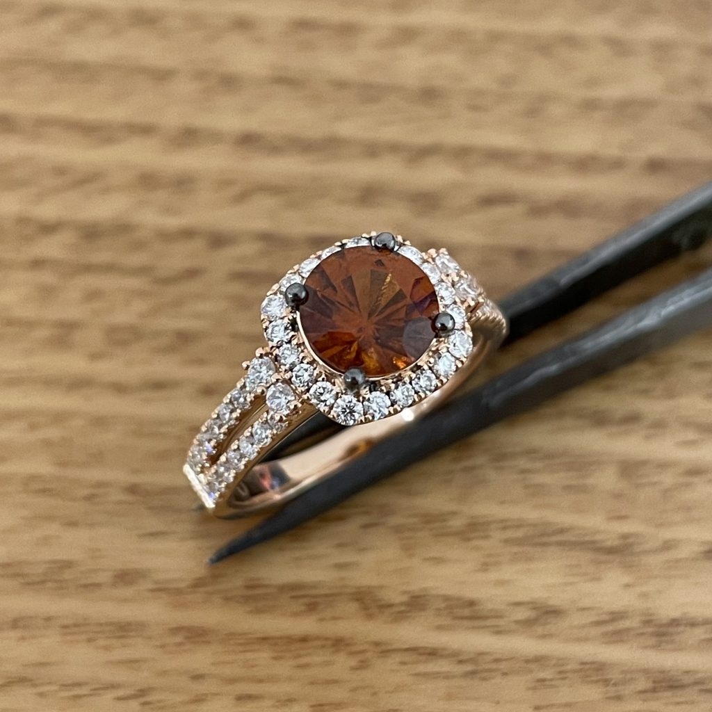 18K Rose Gold Hessonite Garnet Ring