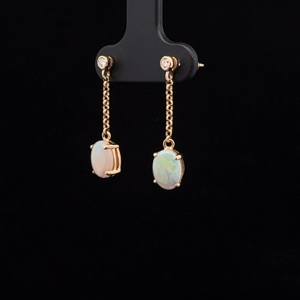 14K Solid Opal Drop Earrings