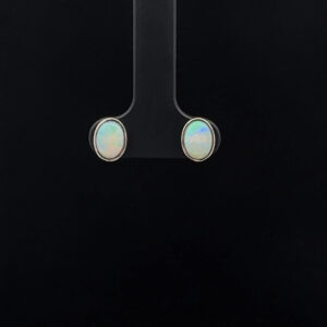 18K White Gold Solid Opal Earrings