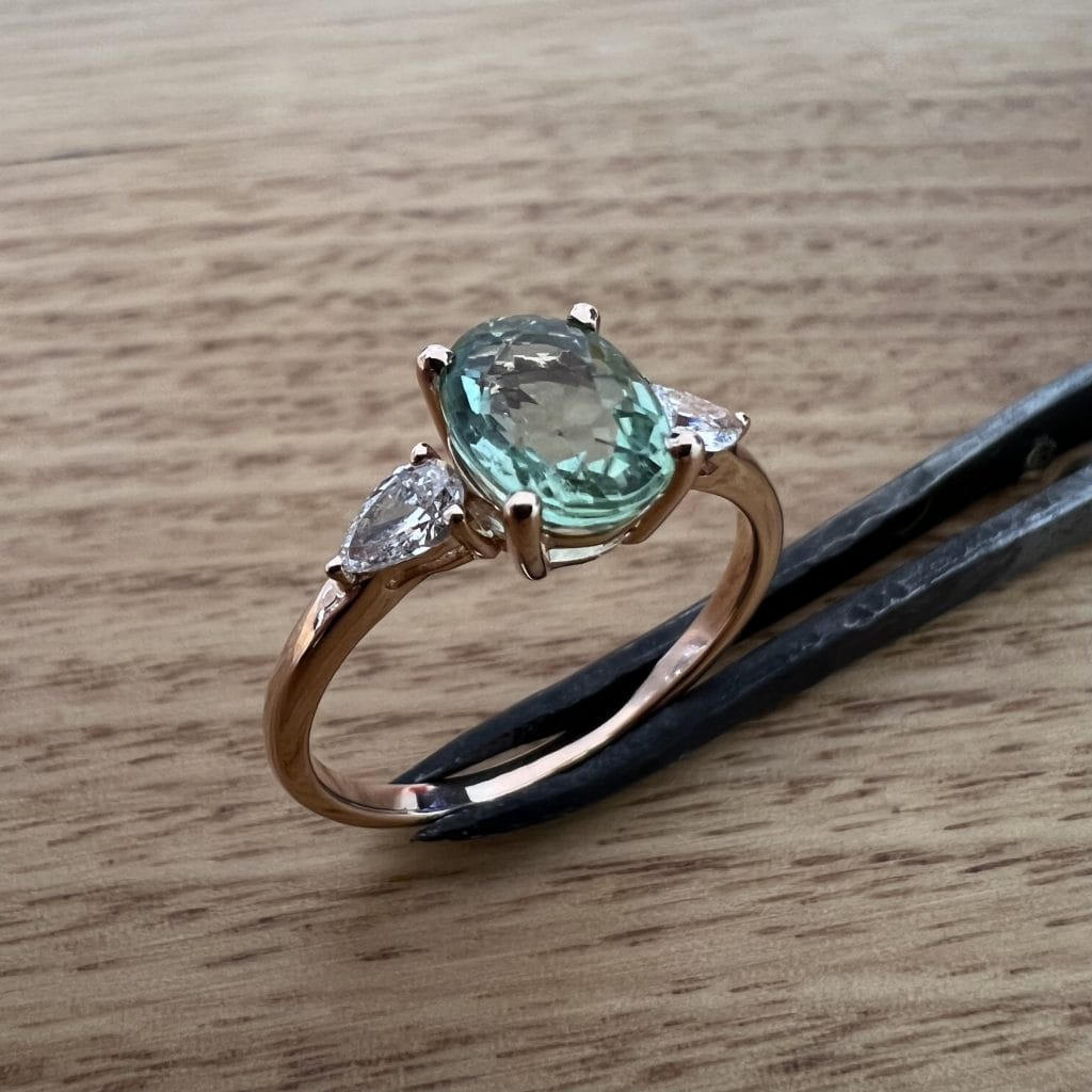 18K Rose Gold Tourmaline & Diamond Ring